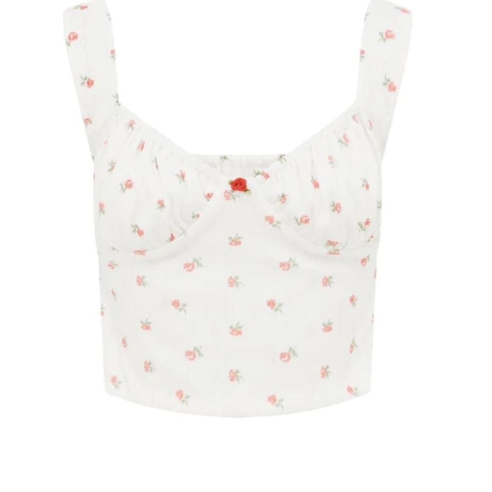 With Jean Bridgette Red Pointelle Top Size XS